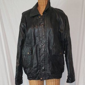 Men's Vintage LEATHER AND SOUL Bomber Patchwork Leather Jacket - M